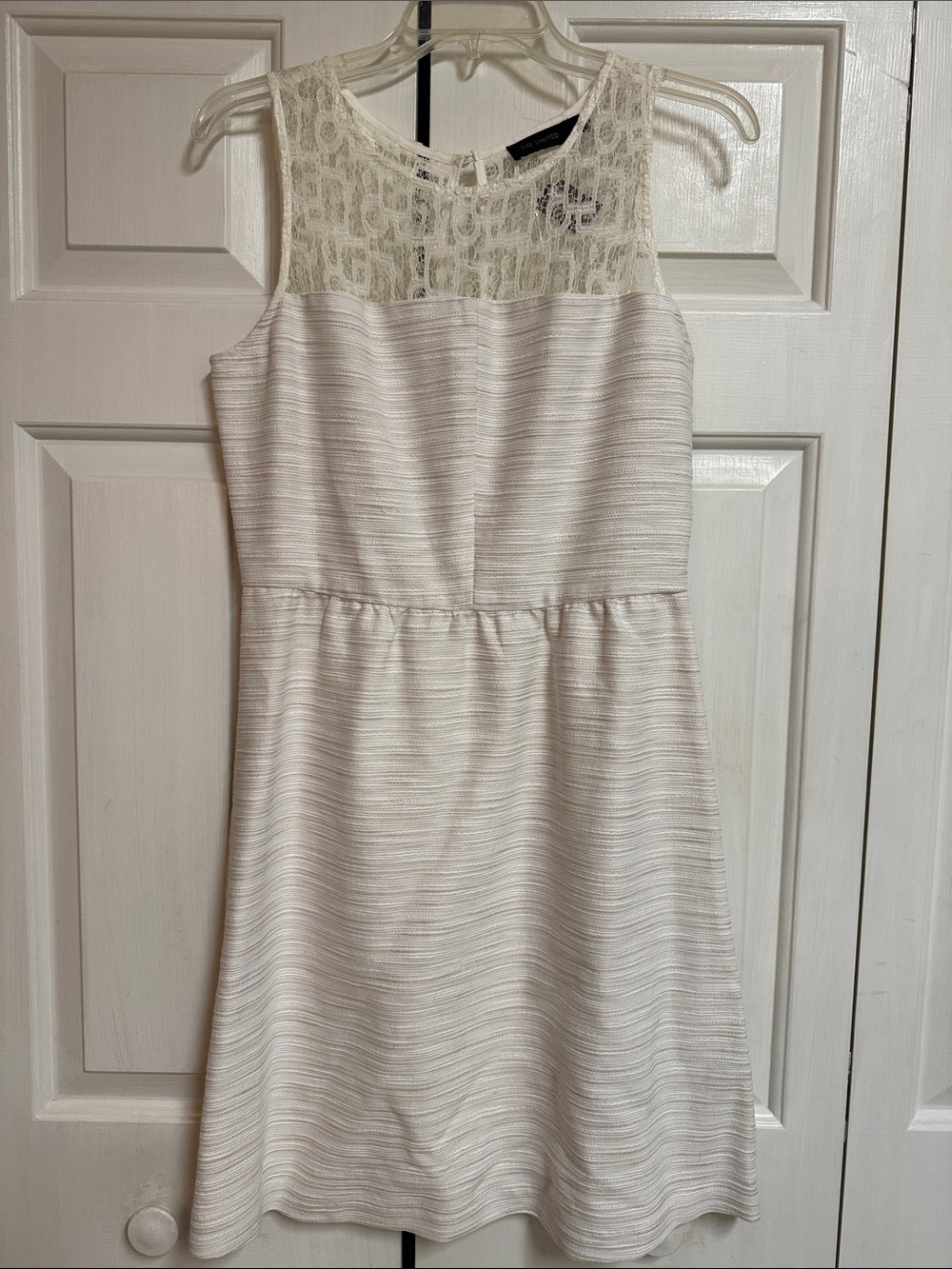 The Limited Cream Lace Yoke A-Line Mini Dress
